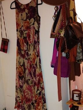 Talbots LONG 100% SILK Print Dress Also Pictured A Sunflower Truffles Dress